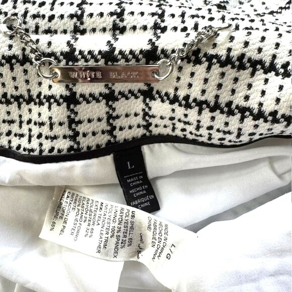 WHBM BLACK & WHITE PLAID ZIP FRONT JACKET COAT SIZE LARGE CAREER BUSINESS - Picture 12 of 12